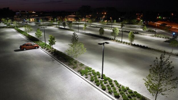 LED parking lot with bright light and 