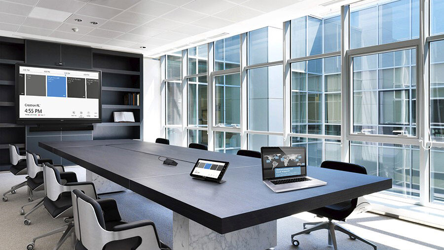 Boardroom with pot lights and smart features.