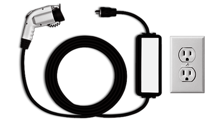 Residential home level 1 EV Charger that can be plugged into a standard 120V Outlet. 