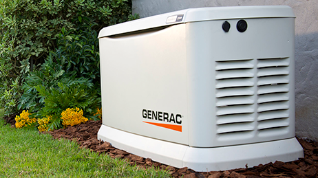 A backup power generator that was installed for a residential home by residential electricians.