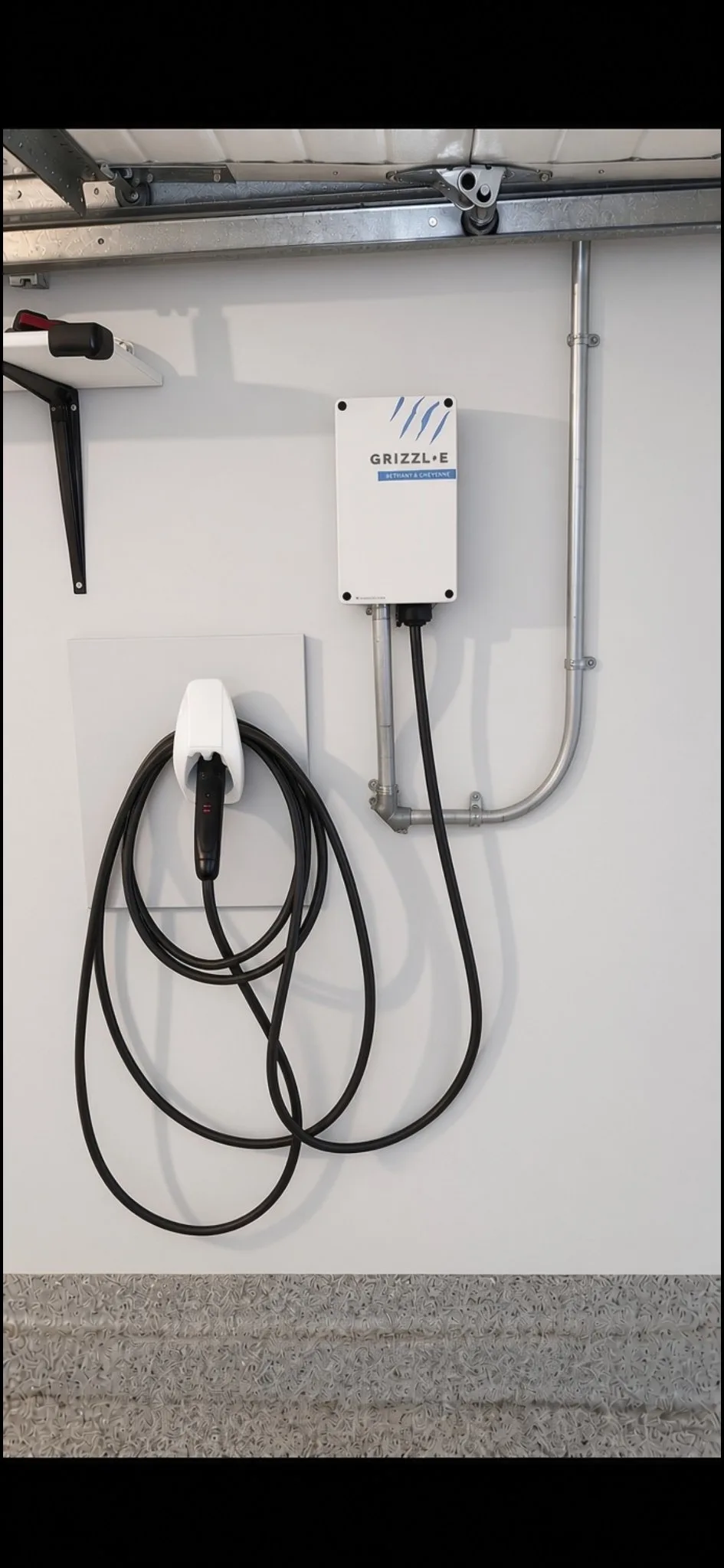 3e install — 48A Grizzl-E hardwired with EMT conduit in a garage
