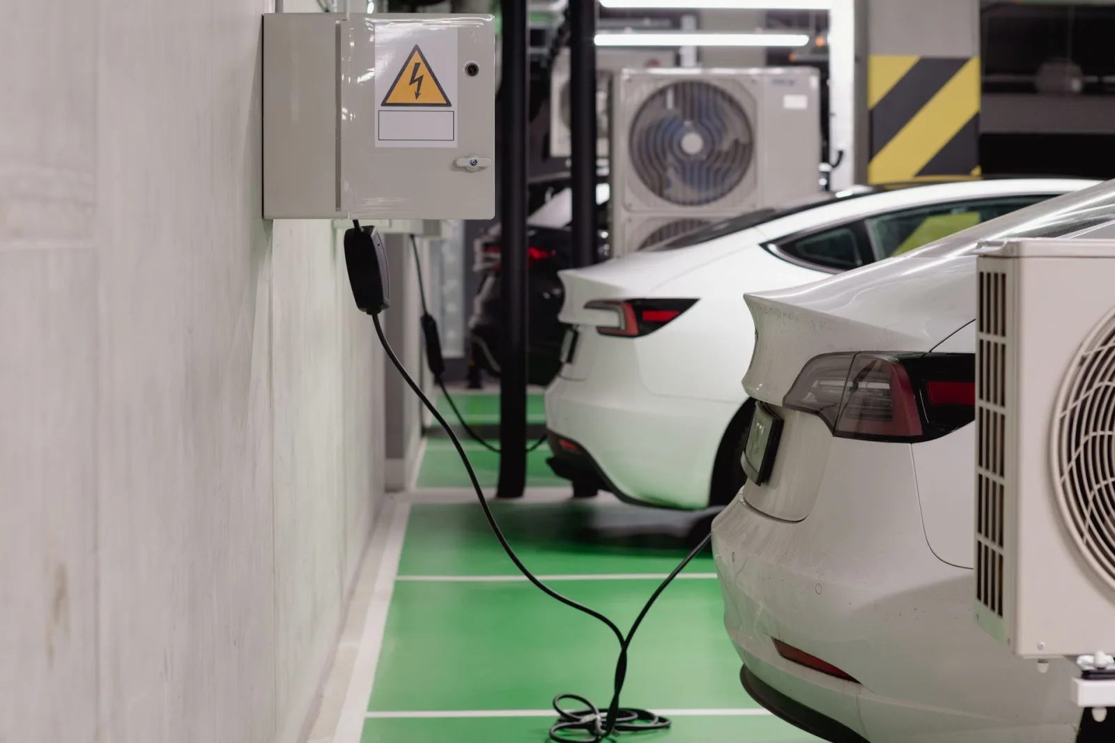 Vehicles charging in an indoor parking facility