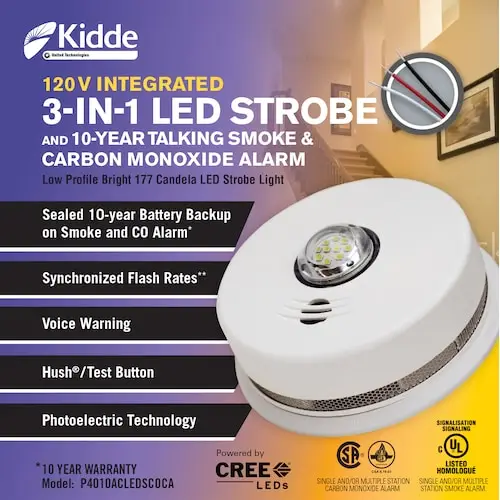 Kidde 3-in-1 smoke, CO and LED strobe alarm