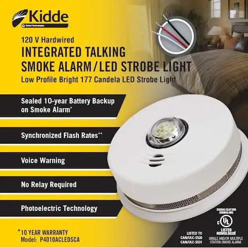 Kidde hardwired smoke alarm with LED strobe light