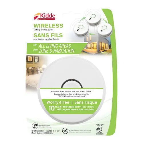 Kidde wireless battery-operated smoke alarm with voice alerts